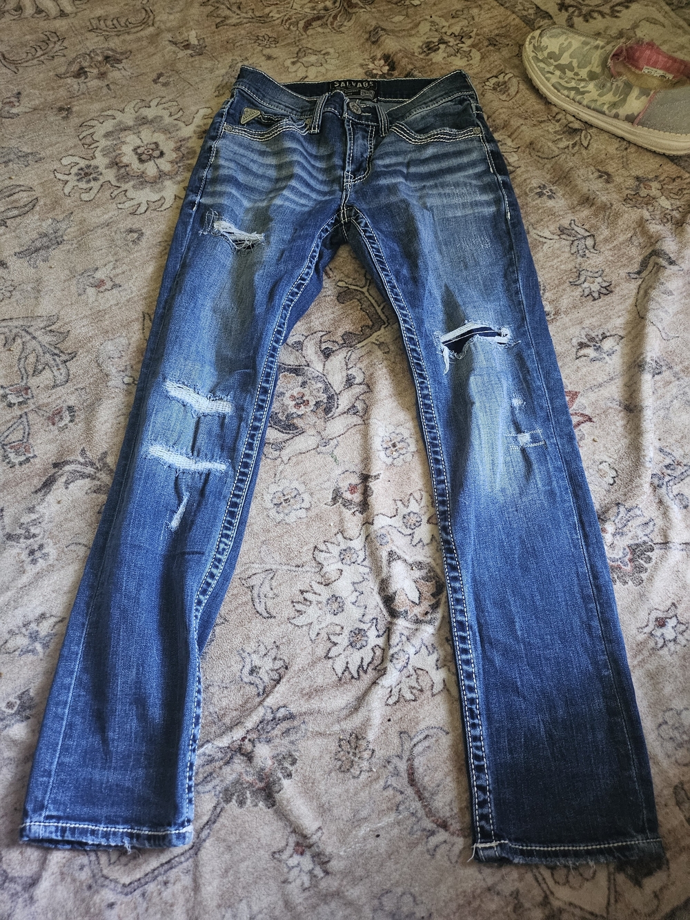 Salvage Distressed Women's Blue Skinny Jeans